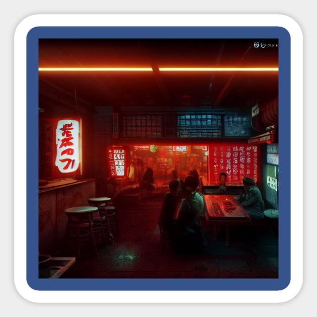 Cyberpunk Tokyo Ramen Shop Sticker by Grassroots Green